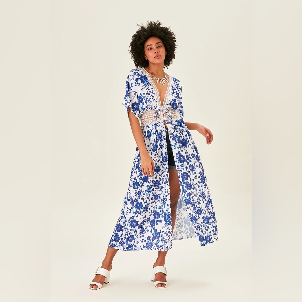 Blue Floral Women's Swim Cover-Up